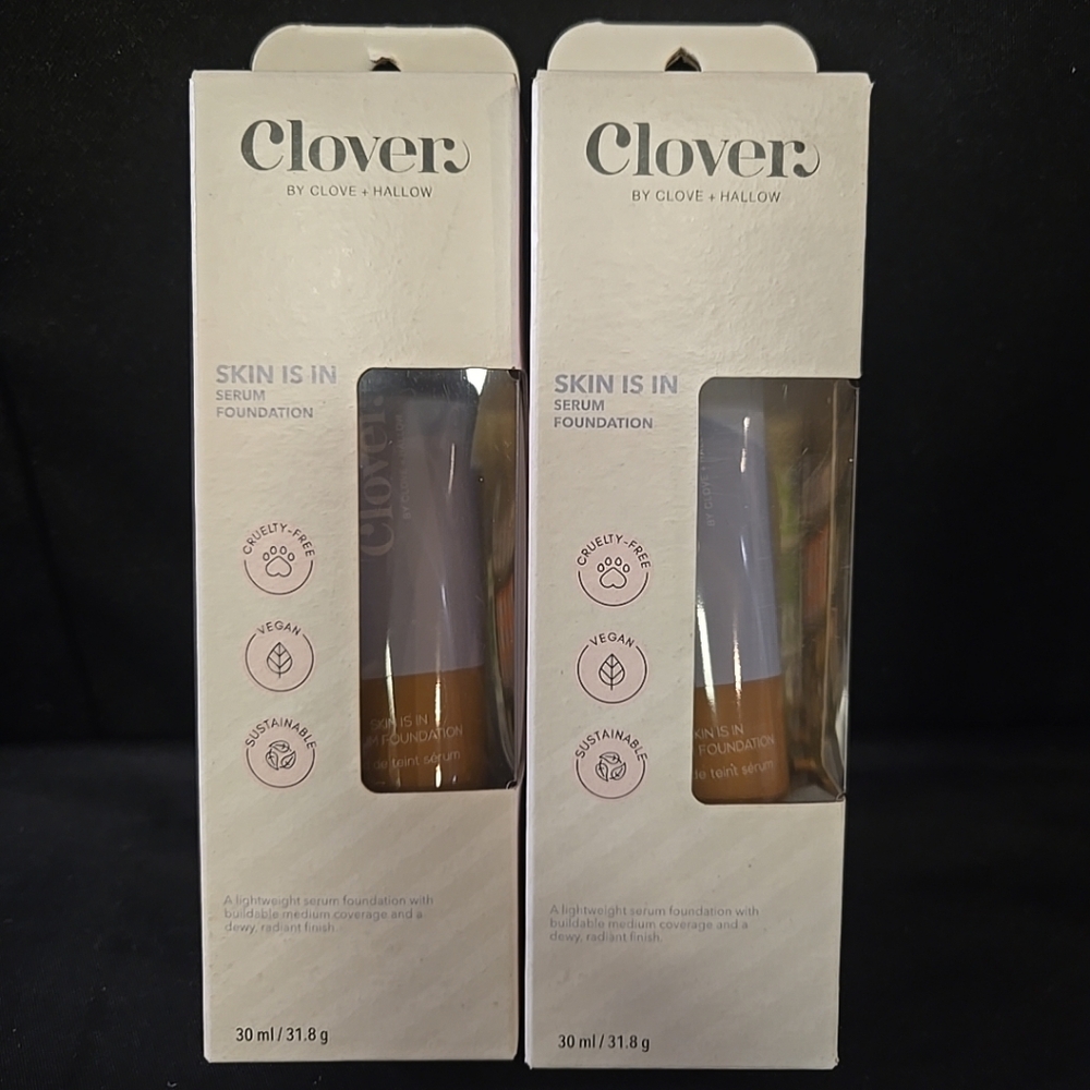 2pc Lot Clover Skin Is In Serum Foundation #10 Medium-Dark Dewy Radiant Finish